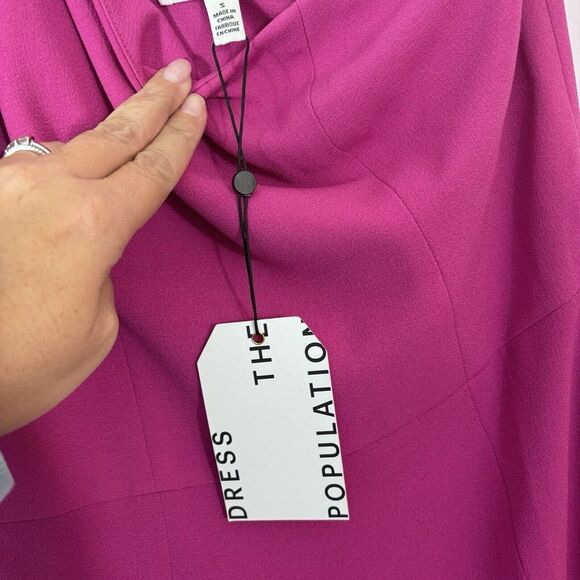 NWT Dress the Population Alexandra Sleeveless Midi Dress Bright Fuschia Size S - Picture 7 of 13